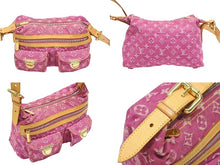 画像をギャラリービューアに読み込む, LOUIS VUITTON ルイヴィトン バギーPM ショルダーバッグ M95212 モノグラム デニム レザー ピンク ゴールド金具 美品 中古 4b008172