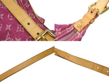 画像をギャラリービューアに読み込む, LOUIS VUITTON ルイヴィトン バギーPM ショルダーバッグ M95212 モノグラム デニム レザー ピンク ゴールド金具 美品 中古 4b008172