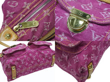 画像をギャラリービューアに読み込む, LOUIS VUITTON ルイヴィトン バギーPM ショルダーバッグ M95212 モノグラム デニム レザー ピンク ゴールド金具 美品 中古 4b008172