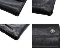 画像をギャラリービューアに読み込む, CHROME HEARTS クロムハーツ ウェーブウォレット 長財布 クロスボールボタン ダガージップ シルバー925 レザー ブラック 美品 中古 4b008182