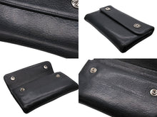 画像をギャラリービューアに読み込む, CHROME HEARTS クロムハーツ ウェーブウォレット 長財布 クロスボールボタン ダガージップ シルバー925 レザー ブラック 美品 中古 4b008182