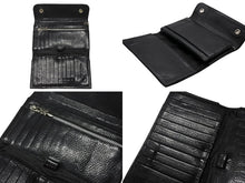 画像をギャラリービューアに読み込む, CHROME HEARTS クロムハーツ ウェーブウォレット 長財布 クロスボールボタン ダガージップ シルバー925 レザー ブラック 美品 中古 4b008182