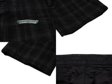 Load image into Gallery viewer, 極美品 CHROME HEARTS クロムハーツ ウールチェックパンツ グレー ブラック クロスボール シルバー925 ロゴ サイズ32 中古 4b008183