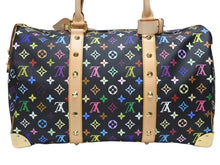 画像をギャラリービューアに読み込む, 新品同様 LOUIS VUITTON ルイヴィトン キーポル 45 ボストンバッグ M92640 モノグラム マルチカラー ブラック 村上隆 中古 4b008184
