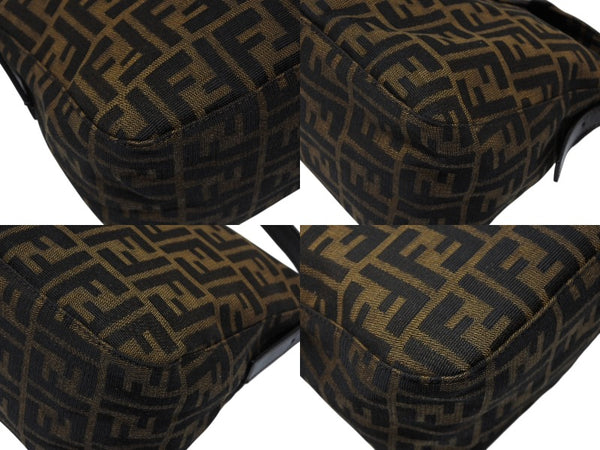 FENDI フェンディ マンマバケット ワンショルダーバッグ ズッカ柄 キャンバス レザー ブラウン シルバー金具 美品 中古 4b008185