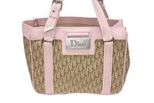画像をギャラリービューアに読み込む, CHRISTIAN DIOR クリスチャンディオール トロッターライン ハンドバッグ ロゴプレート 03-BM-0056 ベージュ ピンク 美品 中古 4b008186