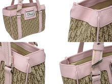 画像をギャラリービューアに読み込む, CHRISTIAN DIOR クリスチャンディオール トロッターライン ハンドバッグ ロゴプレート 03-BM-0056 ベージュ ピンク 美品 中古 4b008186