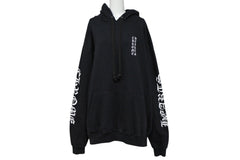 CHROME HEARTS クロムハーツ 袖プリント プルオーバーパーカー フーディ サイズXL ブラック 美品 中古 4b008187