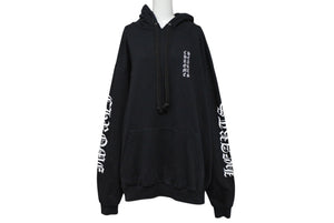 CHROME HEARTS クロムハーツ 袖プリント プルオーバーパーカー フーディ サイズXL ブラック 美品 中古 4b008187