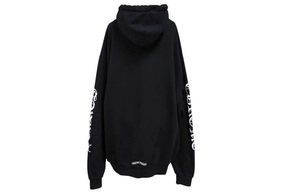 CHROME HEARTS クロムハーツ 袖プリント プルオーバーパーカー フーディ サイズXL ブラック 美品 中古 4b008187