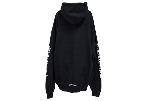CHROME HEARTS クロムハーツ 袖プリント プルオーバーパーカー フーディ サイズXL ブラック 美品 中古 4b008187