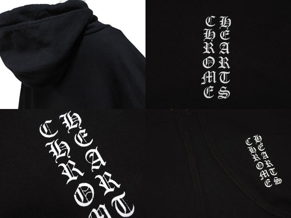 CHROME HEARTS クロムハーツ 袖プリント プルオーバーパーカー フーディ サイズXL ブラック 美品 中古 4b008187