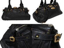 画像をギャラリービューアに読み込む, Chloe クロエ ハンドバッグ パディントン ワンショルダーバッグ ブラック レザー 7ESA02 ゴールド金具 美品 中古 4b008189