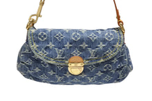 Load image into Gallery viewer, 極美品 LOUIS VUITTON ルイヴィトン ミニプリーティ ハンドバッグ M95050 モノグラムデニム レザー ブルー 中古 4b008192