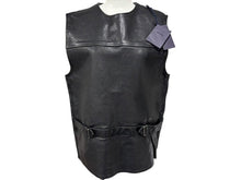 画像をギャラリービューアに読み込む, PRADA プラダ ベルテッドプルオーバー レザーベスト UPC194 サイズ48 カーフスキン トライアングルパッチ ブラック 美品 中古 4b008195