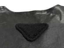 画像をギャラリービューアに読み込む, PRADA プラダ ベルテッドプルオーバー レザーベスト UPC194 サイズ48 カーフスキン トライアングルパッチ ブラック 美品 中古 4b008195
