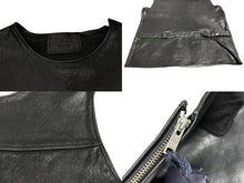画像をギャラリービューアに読み込む, PRADA プラダ ベルテッドプルオーバー レザーベスト UPC194 サイズ48 カーフスキン トライアングルパッチ ブラック 美品 中古 4b008195