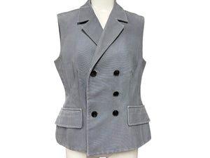 Christian Dior クリスチャンディオール ダブルブレスト ベスト ブルータザール 021G05A6005 グレー シルク サイズ 38 良品 中古 4b008196