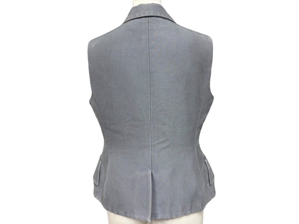 Christian Dior Double Breasted Vest Blue Tazar 021G05A6005 Gray Silk Size 38 Good Used 4b008196