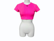 画像をギャラリービューアに読み込む, CHANEL シャネル クロップド 半袖Ｔシャツ P95 PO5010VO4136 ヴィンテージ ココマーク ピンク ナイロン スパンデックス サイズ 38 美品 中古 4b008201