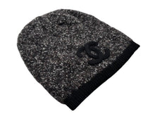 画像をギャラリービューアに読み込む, 極美品 CHANEL シャネル ニットキャップ ビーニー ココマーク カシミヤ ウール シルク ブラック ブラウン グレー 中古 4b008206