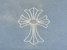 画像をギャラリービューアに読み込む, CHROME HEARTS クロムハーツ CROSS RAGLAN TEE セメタリークロス ラグラン 半袖Tシャツ ブルー サイズXS 良品 中古 4b008220