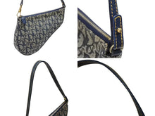 画像をギャラリービューアに読み込む, Christian Dior クリスチャンディオール サドルポーチ アクセサリーポーチ MC 0071 ネイビー トロッター柄 ガリアーノ期 美品 中古 4b008232