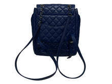 画像をギャラリービューアに読み込む, 極美品 CHANEL シャネル バックパック リュック 23番台 ラムスキン ココマーク ブルー キルティング シルバー金具 中古 4b008235
