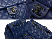 画像をギャラリービューアに読み込む, 極美品 CHANEL シャネル バックパック リュック 23番台 ラムスキン ココマーク ブルー キルティング シルバー金具 中古 4b008235