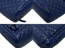 画像をギャラリービューアに読み込む, 極美品 CHANEL シャネル バックパック リュック 23番台 ラムスキン ココマーク ブルー キルティング シルバー金具 中古 4b008235