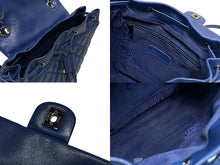 画像をギャラリービューアに読み込む, 極美品 CHANEL シャネル バックパック リュック 23番台 ラムスキン ココマーク ブルー キルティング シルバー金具 中古 4b008235