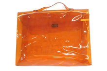 画像をギャラリービューアに読み込む, HERMES エルメス ビニールケリー 不思議の国 エルメスへの旅展 ハンドバッグ トートバッグ オレンジ クリア 透明 ビニール ゴールド金具 美品 中古 4b008241