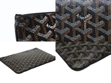 Load image into Gallery viewer, 極美品 GOYARD ゴヤール セナMM クラッチバッグ ヘリンボーン柄 ブラック ブラウン PVC レザー 中古 4b008247