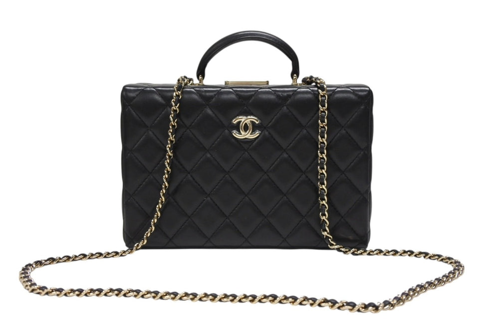 極美品 CHANEL シャネル ココマーク マトラッセ チェーンショルダー ハンドバッグ AS5167 ラムスキン ブラック 中古 4b008251
