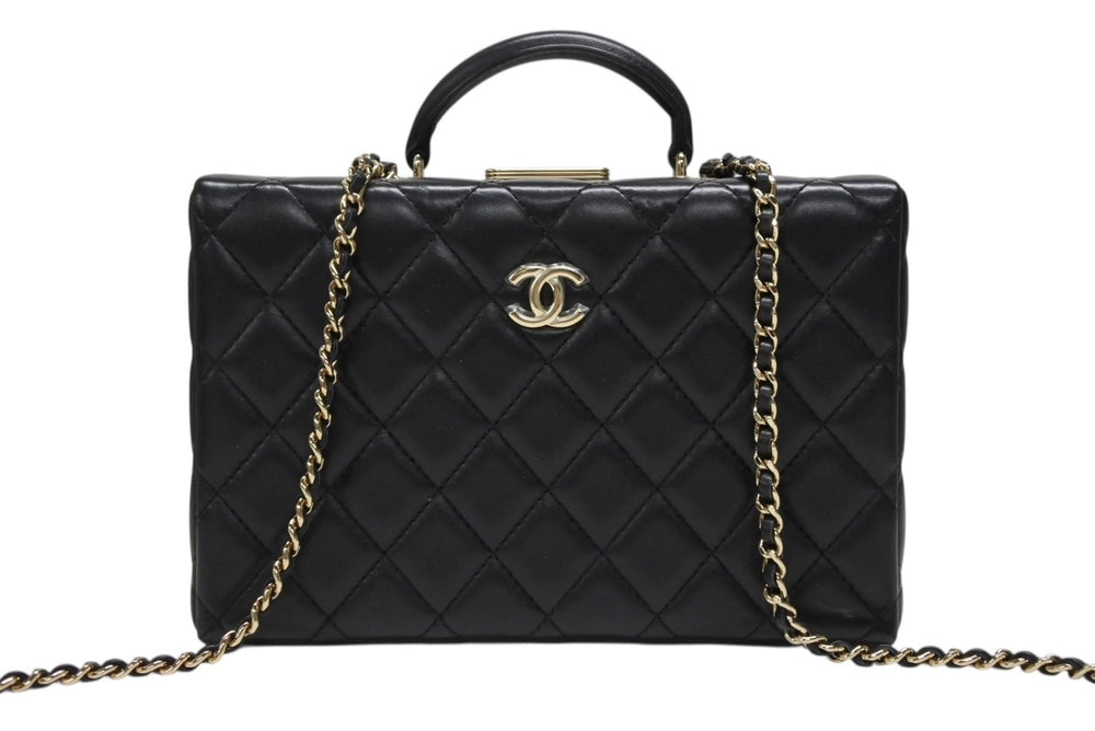 極美品 CHANEL シャネル ココマーク マトラッセ チェーンショルダー ハンドバッグ AS5167 ラムスキン ブラック 中古 4b008251