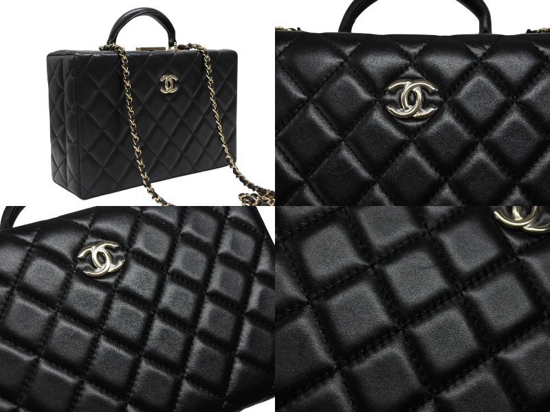 極美品 CHANEL シャネル ココマーク マトラッセ チェーンショルダー ハンドバッグ AS5167 ラムスキン ブラック 中古 4b008251
