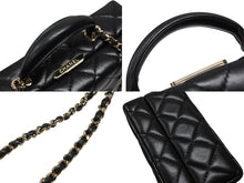 画像をギャラリービューアに読み込む, 極美品 CHANEL シャネル ココマーク マトラッセ チェーンショルダー ハンドバッグ AS5167 ラムスキン ブラック 中古 4b008251
