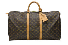 画像をギャラリービューアに読み込む, LOUIS VUITTON ルイヴィトン キーポル55 ボストンバッグ M41424 モノグラム PVC ヌメ革 ブラウン 美品 中古 4b008252