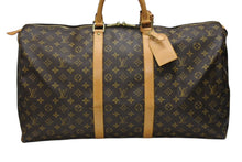 画像をギャラリービューアに読み込む, LOUIS VUITTON ルイヴィトン キーポル55 ボストンバッグ M41424 モノグラム PVC ヌメ革 ブラウン 美品 中古 4b008252