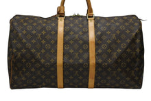 画像をギャラリービューアに読み込む, LOUIS VUITTON ルイヴィトン キーポル55 ボストンバッグ M41424 モノグラム PVC ヌメ革 ブラウン 美品 中古 4b008252