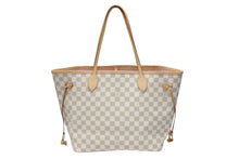 画像をギャラリービューアに読み込む, 極美品 LOUIS VUITTON 新型 ルイヴィトン ネヴァーフルMM ローズバレリーヌ ハンドバッグ N40603 ダミエアズールキャンバス ホワイト 中古 4b008257