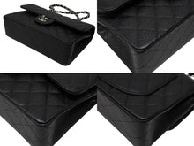 画像をギャラリービューアに読み込む, 極美品 CHANEL シャネル Wフラップ チェーンショルダーバッグ マトラッセ23 キャビアスキン ブラック シルバー金具 15番台 中古 4b008258