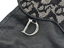 画像をギャラリービューアに読み込む, CHRISTIAN DIOR クリスチャンディオール トロッターライン グローブ キャンバス ジープスキン Dチャーム ネイビー ブラック 良品 中古 4b008262