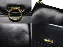 画像をギャラリービューアに読み込む, 極美品 CELINE セリーヌ ハンドバッグ ガンチーニ ダブルフラップ ヴィンテージ レザー ブラック ゴールド金具 中古 4b004826