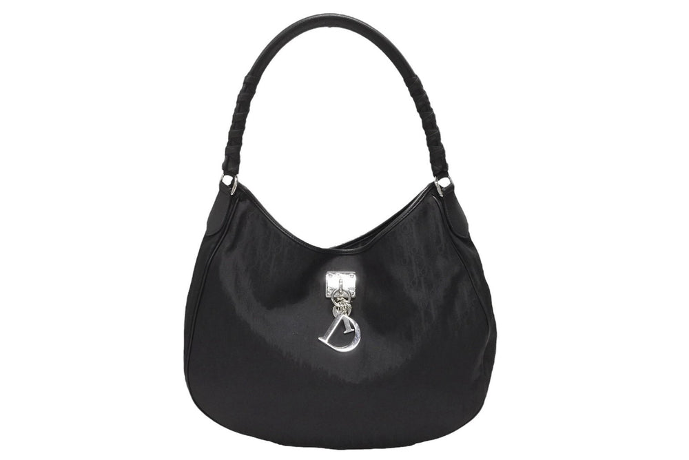 CHRISTIAN DIOR Christian Dior Trotter One Shoulder Bag Canvas 03-RU-1007 Black Silver Hardware Good Condition Used 4b008269
