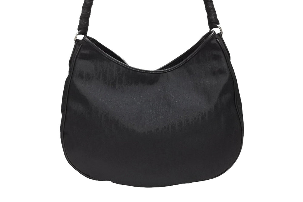 CHRISTIAN DIOR クリスチャンディオール トロッター ワンショルダーバッグ キャンバス 03-RU-1007 ブラック シルバー金具 美品 中古 4b008269