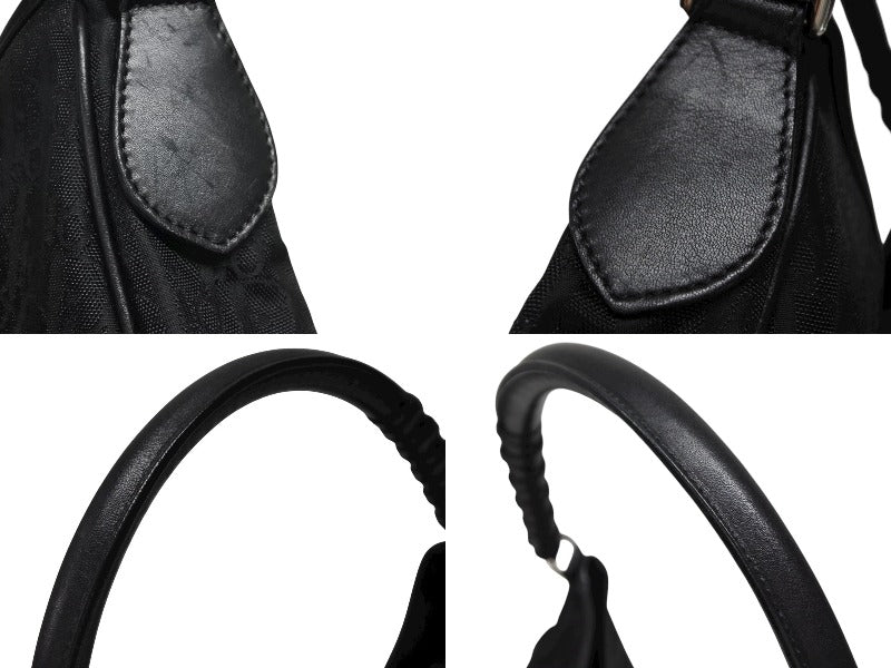 CHRISTIAN DIOR クリスチャンディオール トロッター ワンショルダーバッグ キャンバス 03-RU-1007 ブラック シルバー金具 美品 中古 4b008269
