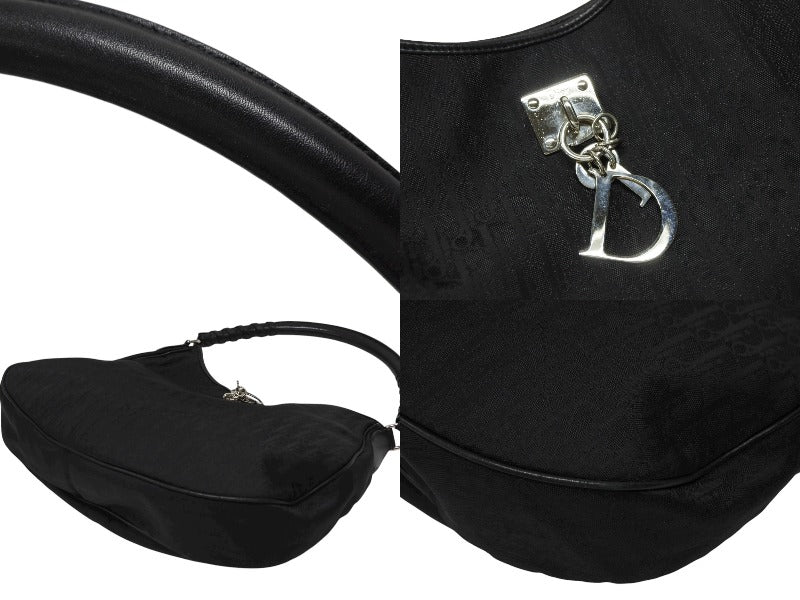 CHRISTIAN DIOR クリスチャンディオール トロッター ワンショルダーバッグ キャンバス 03-RU-1007 ブラック シルバー金具 美品 中古 4b008269