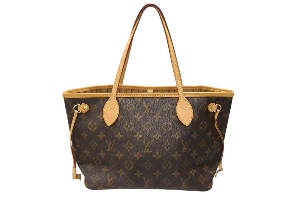 LOUIS VUITTON ルイヴィトン モノグラム ネヴァーフルPM トートバッグ M40155 ブラウン PVC ヌメ革 ゴールド金具 美品 中古 4b008273