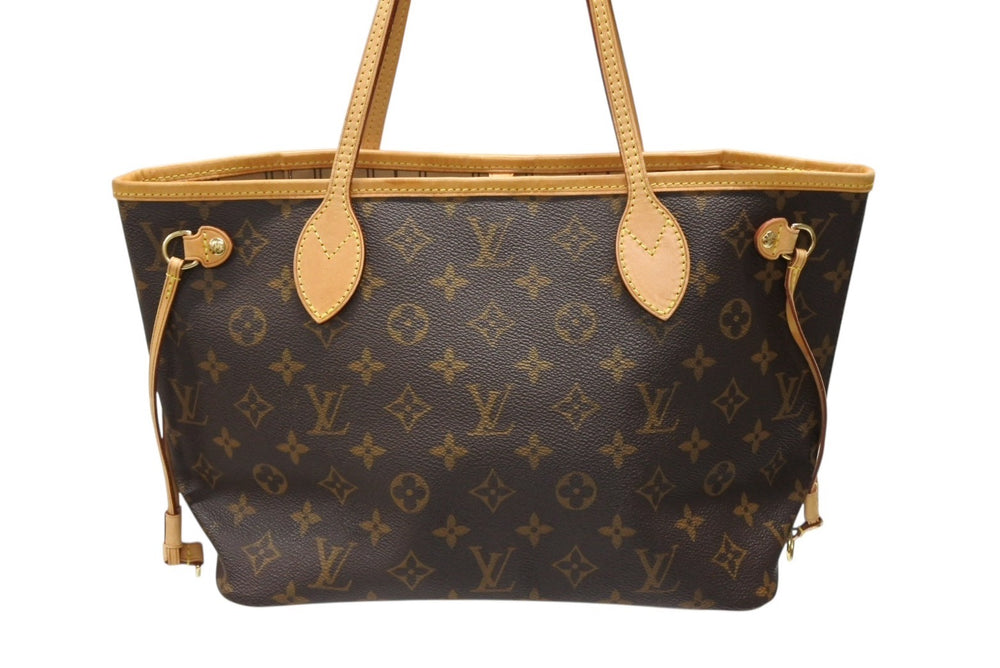 LOUIS VUITTON ルイヴィトン モノグラム ネヴァーフルPM トートバッグ M40155 ブラウン PVC ヌメ革 ゴールド金具 美品 中古 4b008273